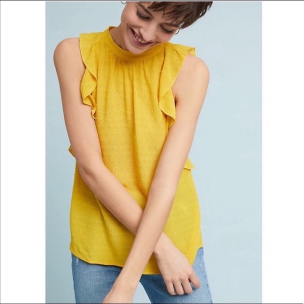 Anthropologie Maeve Flutter Sleeveless Yellow Tank